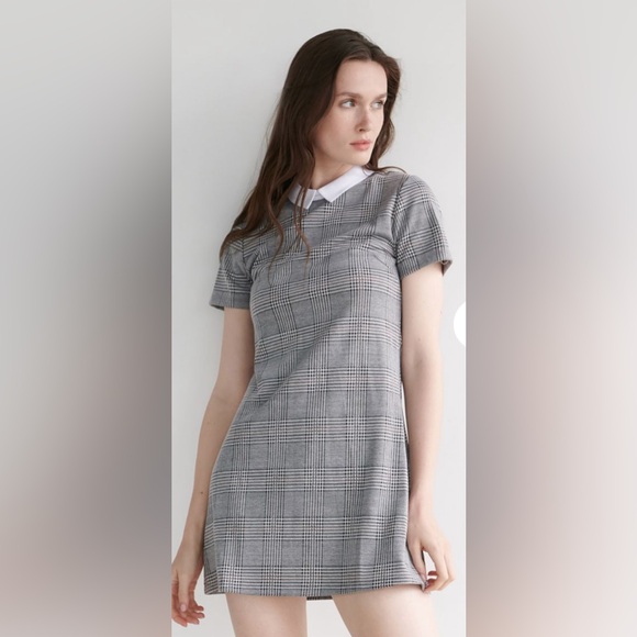 NWT Retro Houndstooth Sheath Dress w/Peter Pan Collar 👧🏻 Wednesday Addams - Picture 4 of 13